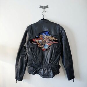 Vintage Eagle Patch Motorcycle Jacket Medium